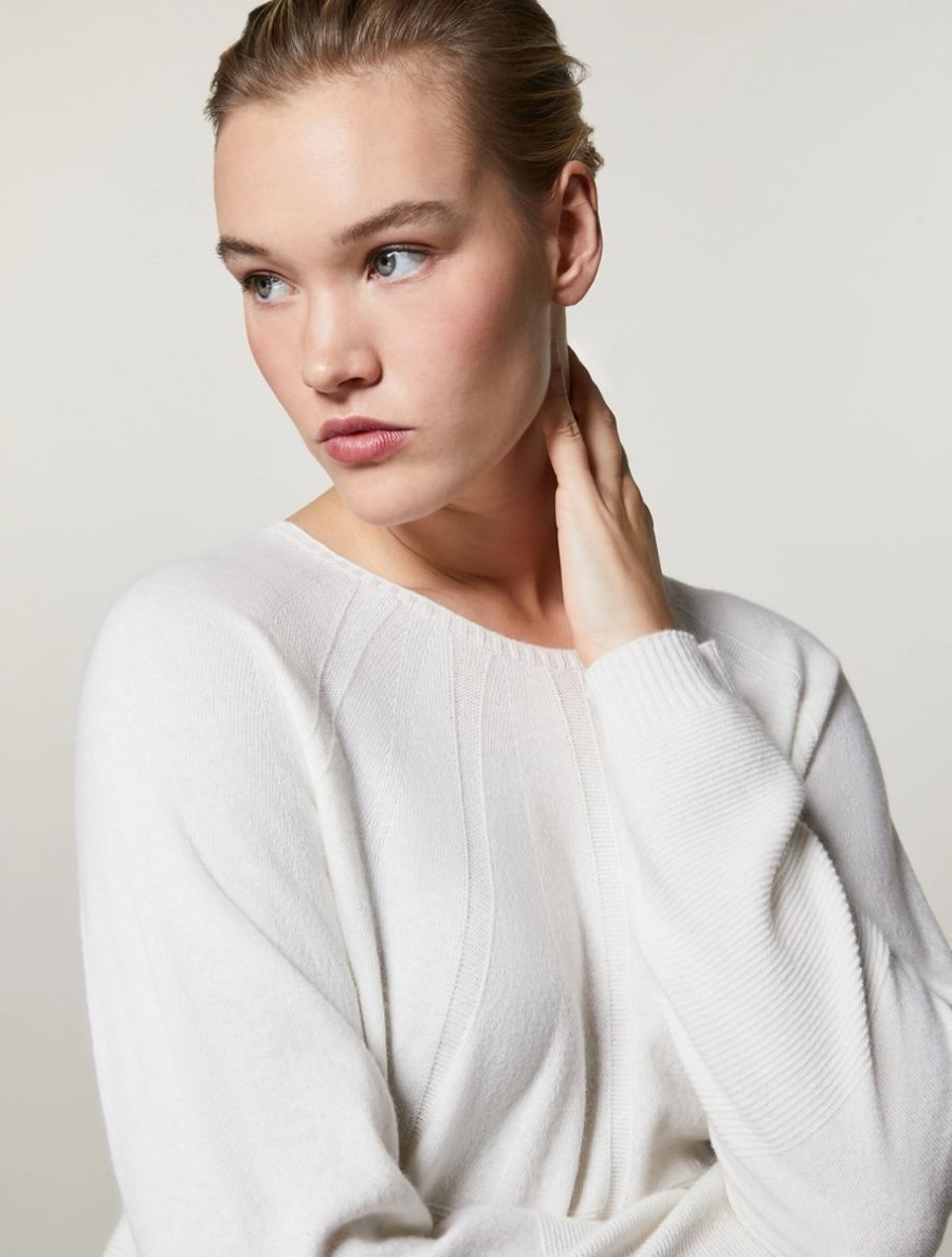 Cashmere-Blend Sweater White Wholesale