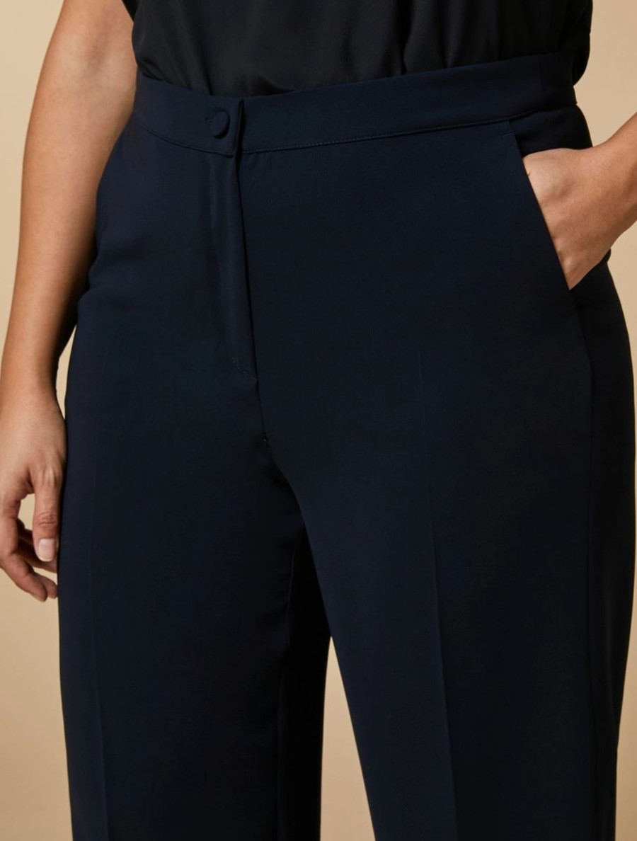 Straight-Fit Triacetate Trousers Dark Navy Best