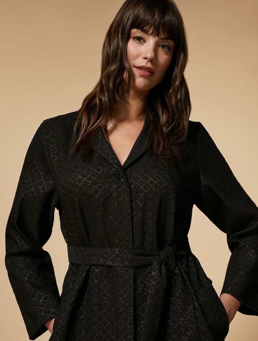 Jacquard Shirt Dress Black Hot