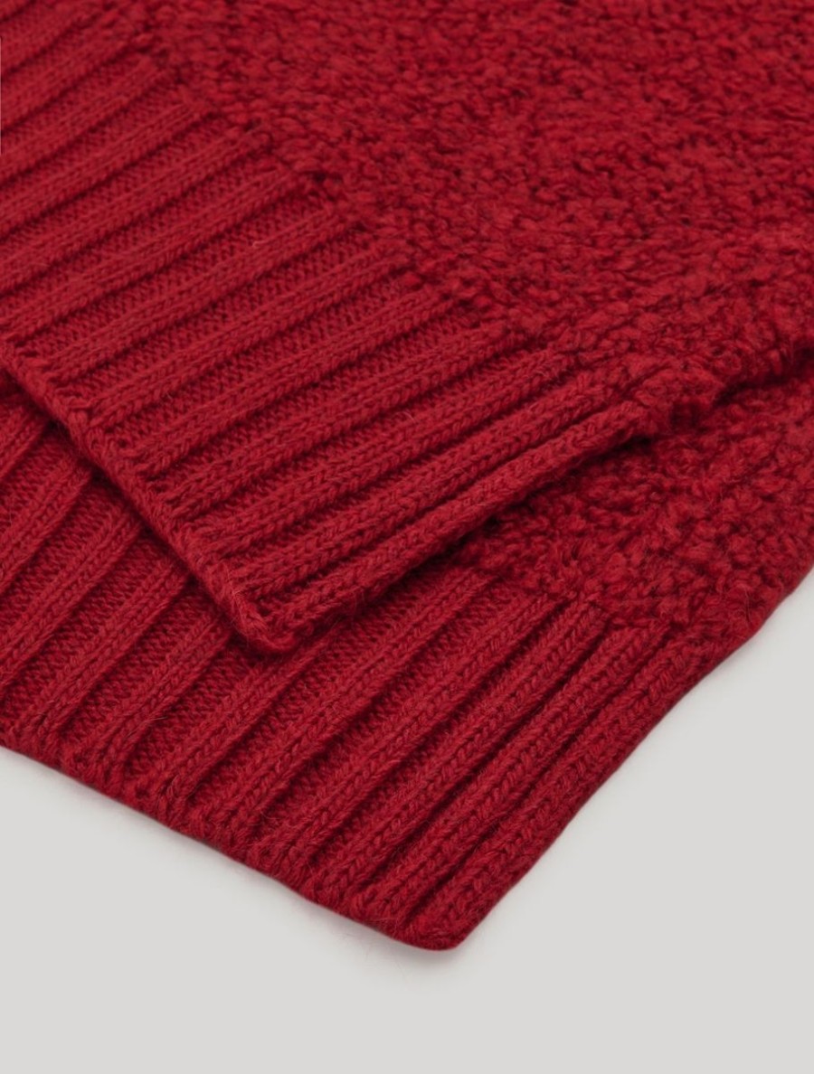 Wool-Blend Boucle Scarf Red Best