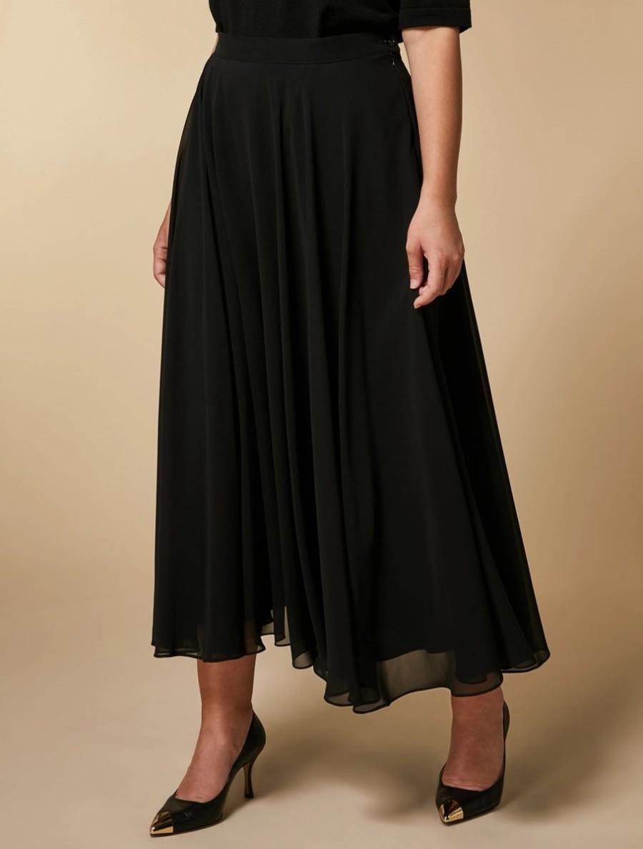 Georgette Crepe Skirt Black Hot