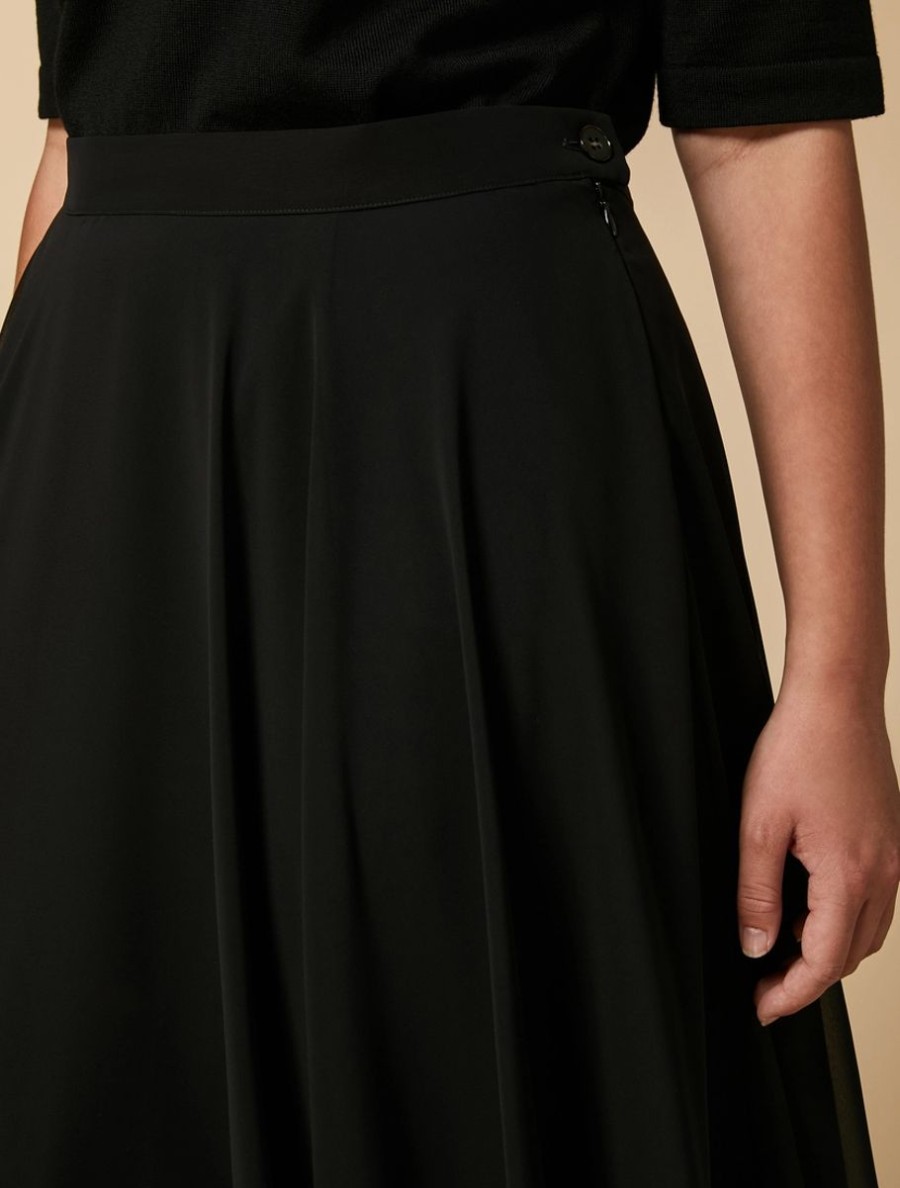 Georgette Crepe Skirt Black Hot