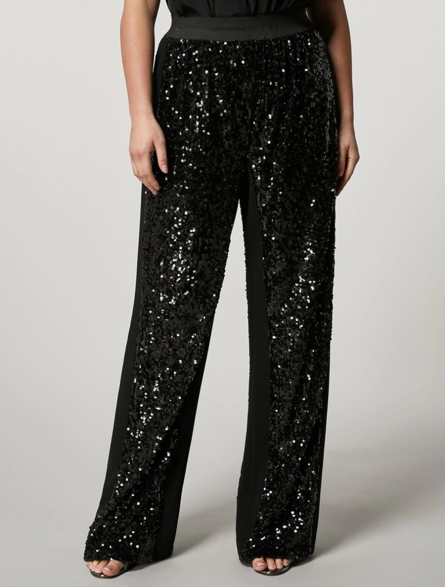 Jersey Trousers With Sequins Black Wholesale