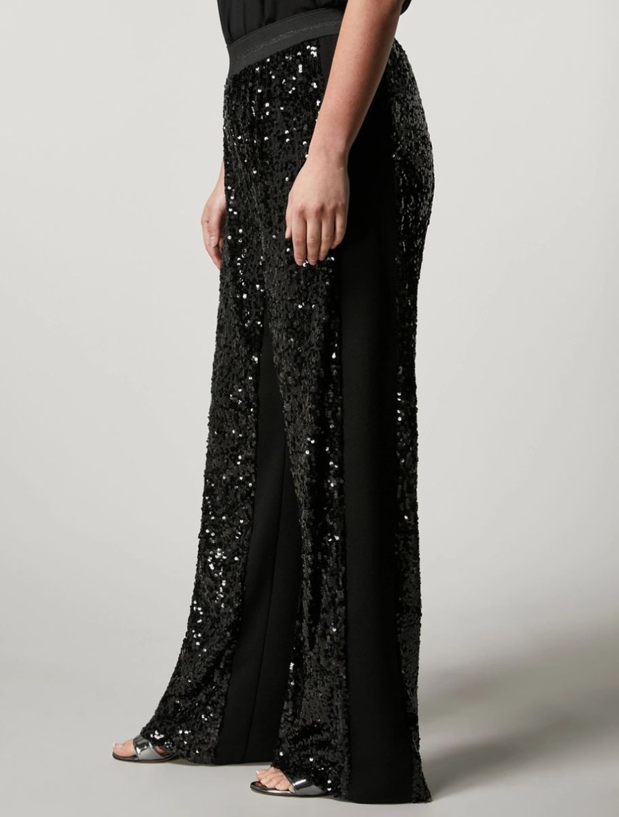 Jersey Trousers With Sequins Black Wholesale