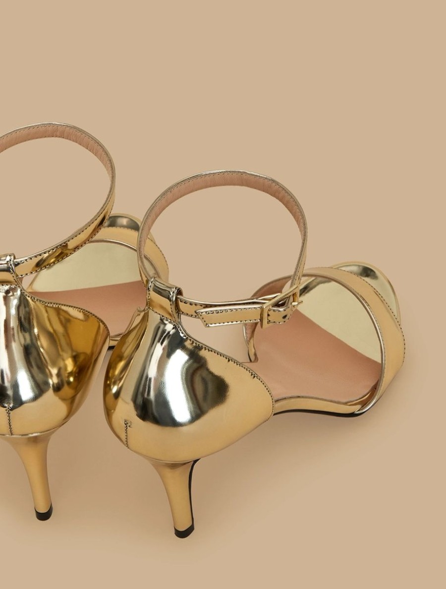 Mirror-Effect Sandals Gold Hot