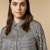 Striped Twill Tunic Dark Navy New