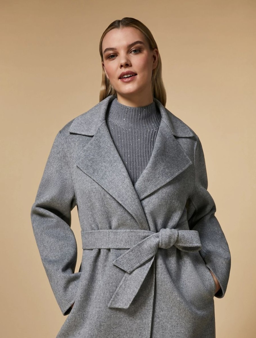 Double-Faced Pure Wool Coat Medium Grey Hot