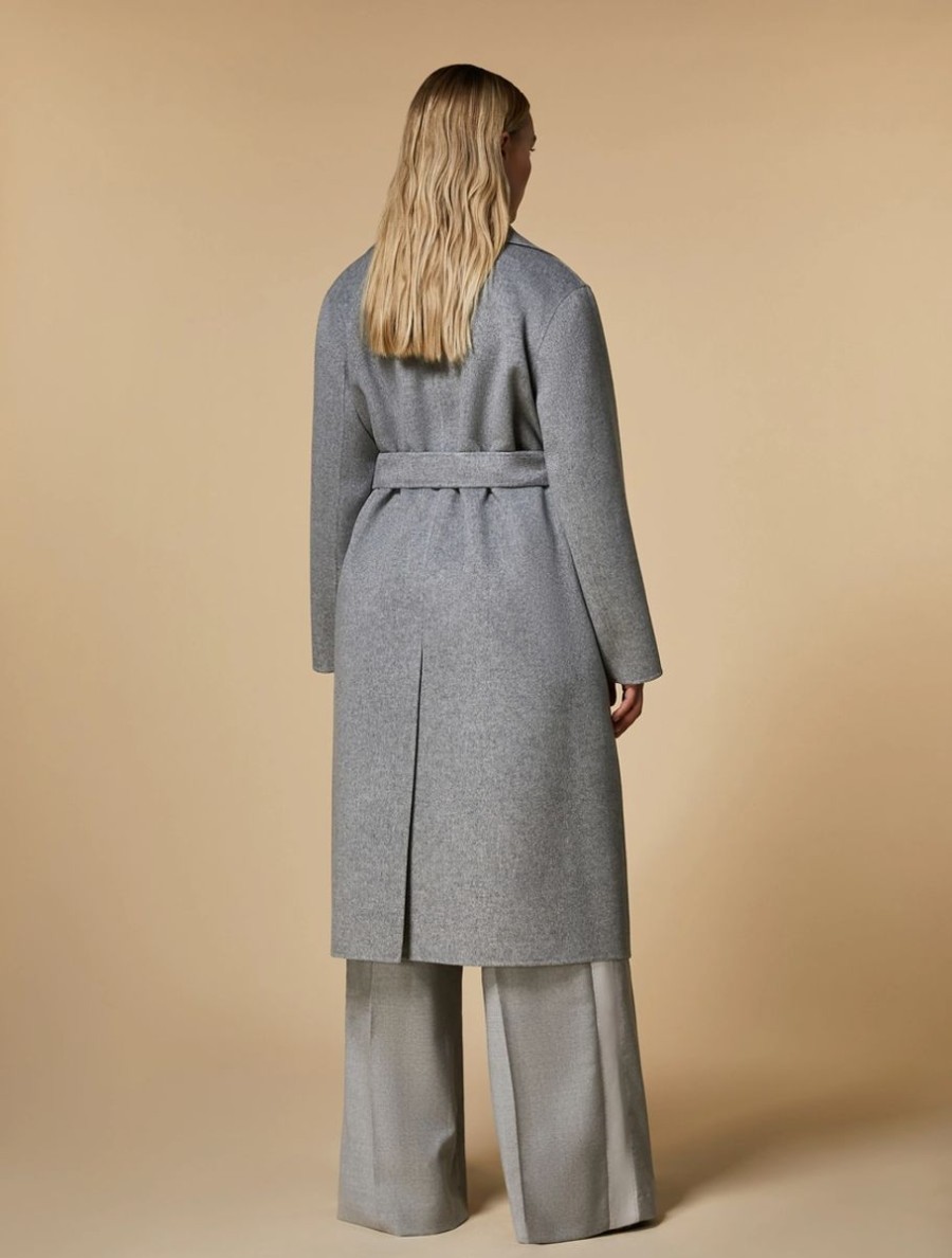 Double-Faced Pure Wool Coat Medium Grey Hot