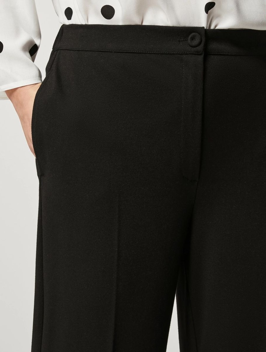 Cropped Jersey Trousers Black New