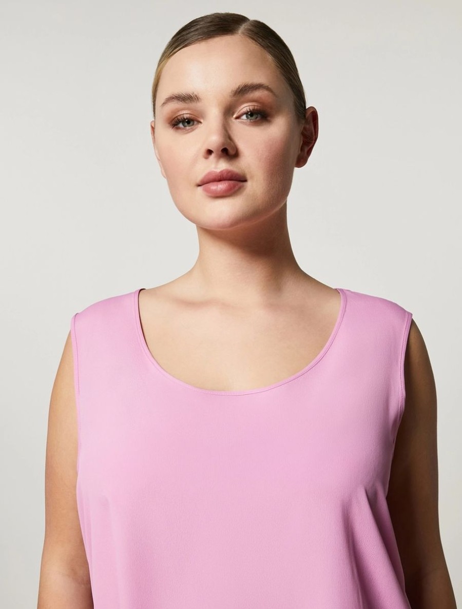 Silk-Blend Top Fuchsia Hot