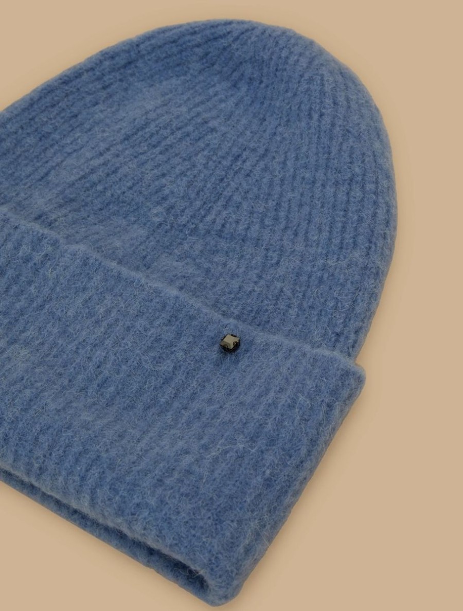 Alpaca-Blend Beanie Ski Blue Clearance