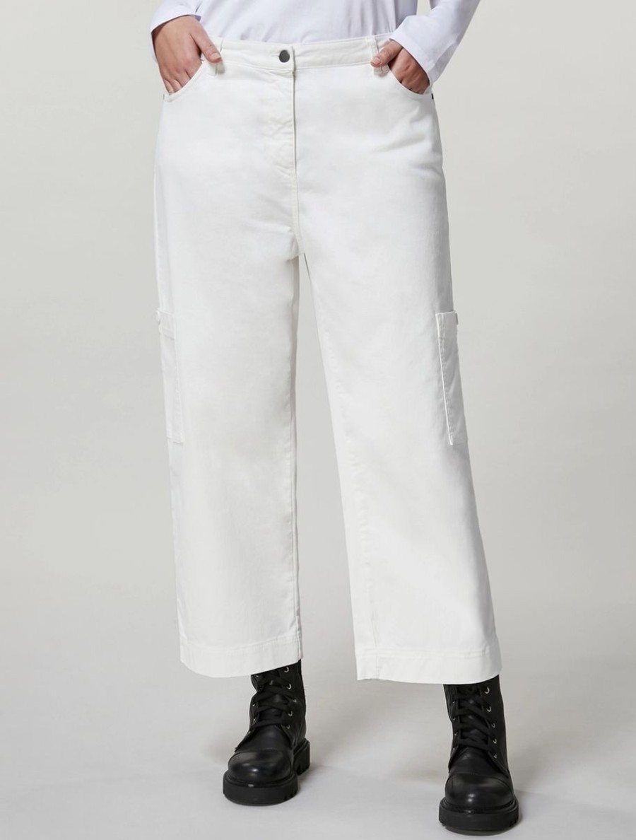 Stretch Satin Trousers White Wholesale