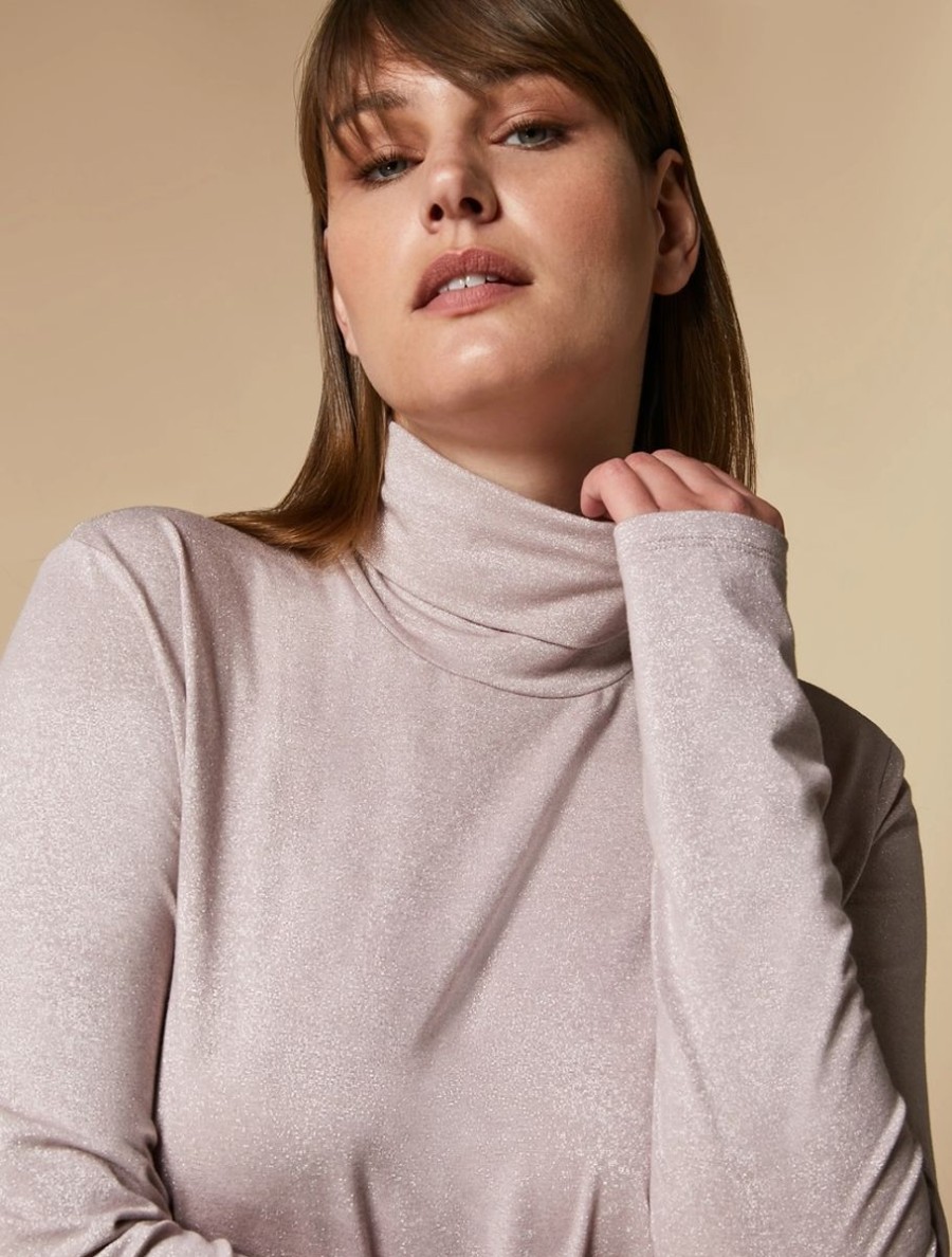 Jersey Polo-Neck Sweater Pink Wholesale