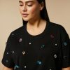 Embroidered Jersey T-Shirt Black Wholesale