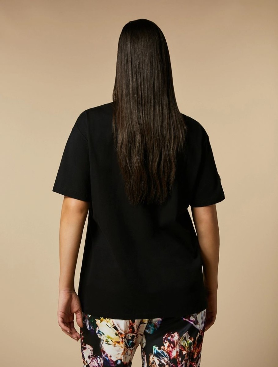 Embroidered Jersey T-Shirt Black Wholesale