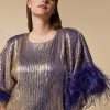 Metallic Dress With Feathers Purple Online