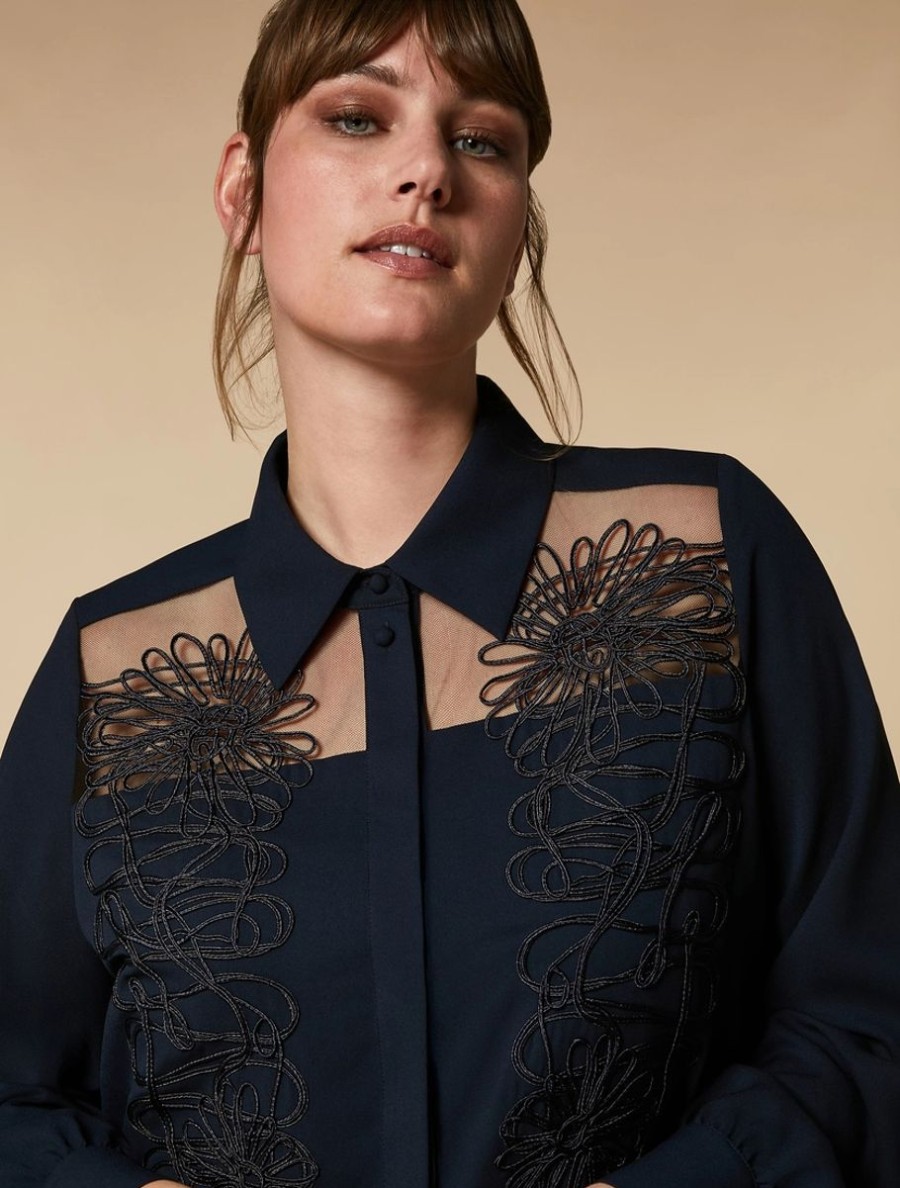 Embroidered Crepe Tunic Midnightblue Online