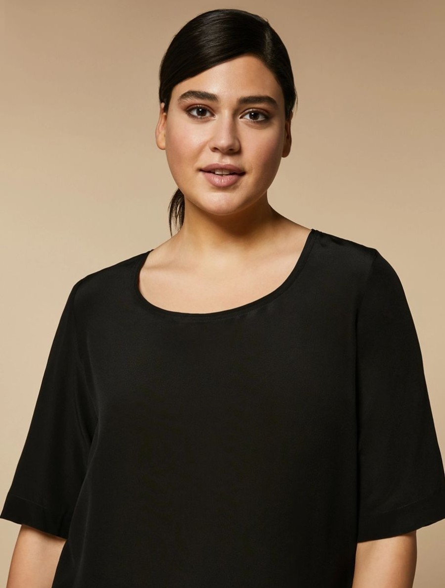 Silk Crepe De Chine Blouse Black Clearance