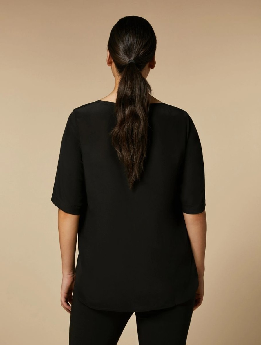 Silk Crepe De Chine Blouse Black Clearance