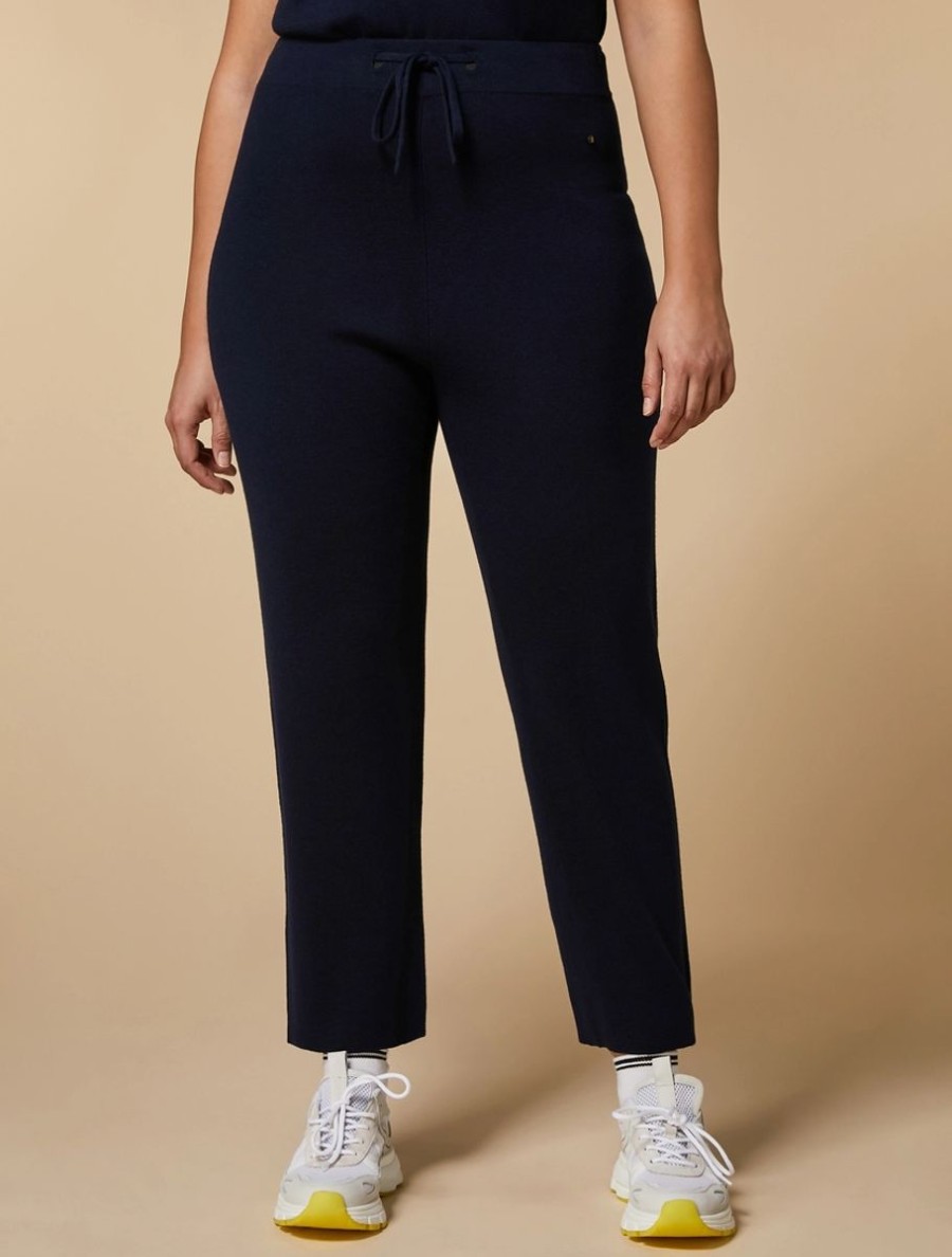 Wide-Fit Knit Trousers Dark Navy Clearance