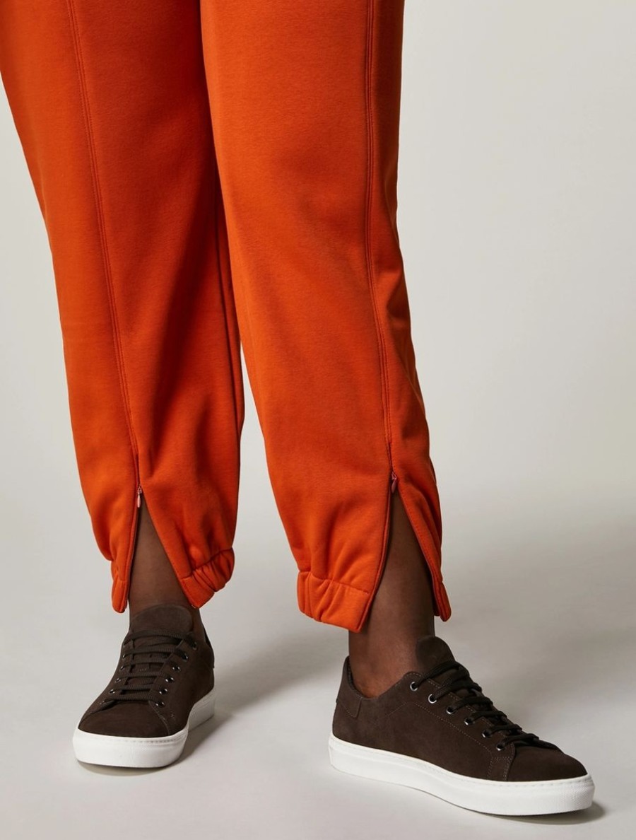 Stretch Cotton Fleece Trousers Rust Online