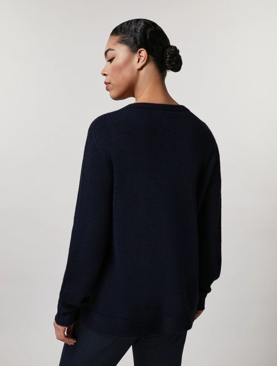 Wool, Viscose And Alpaca Sweater Dark Navy Hot