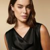 Draped Satin Top Black Best