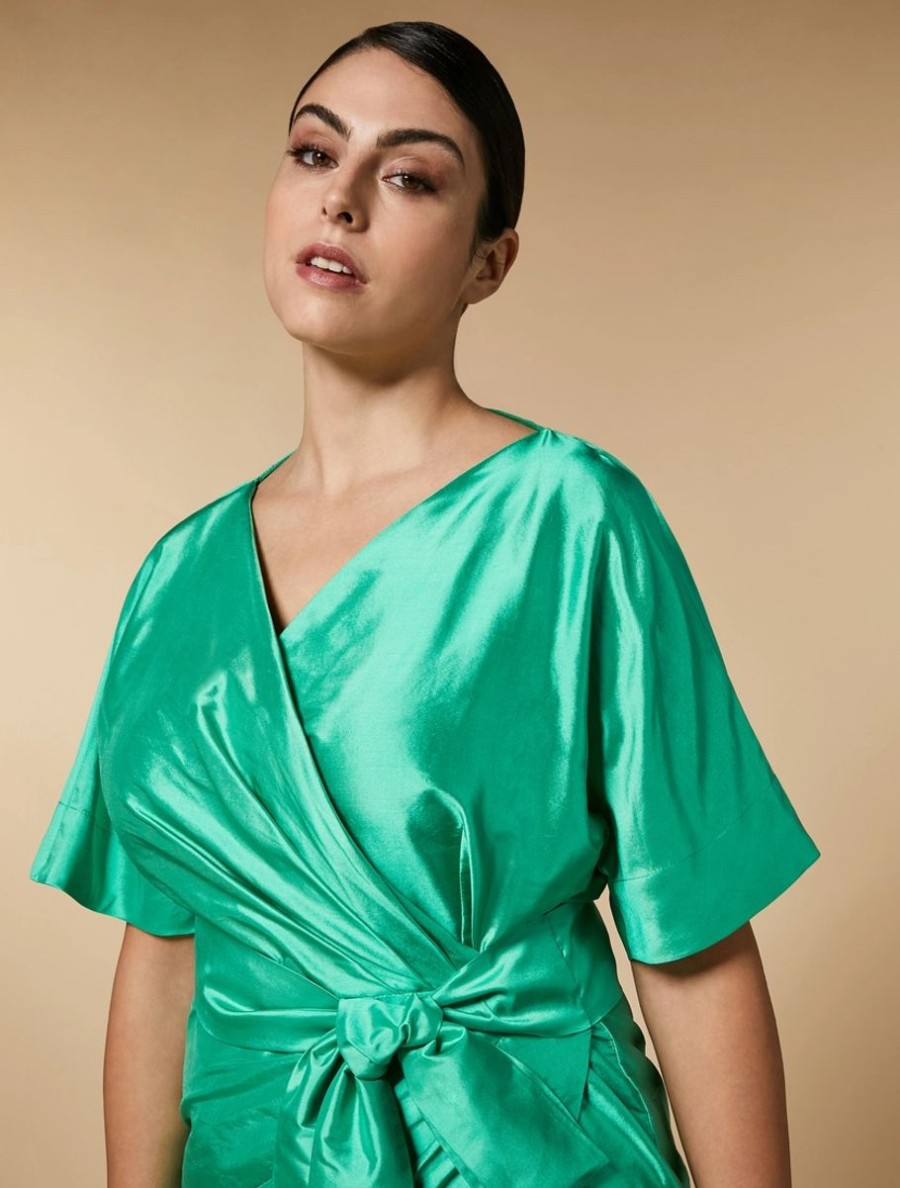 Silk Shantung Taffeta Dress Green Online