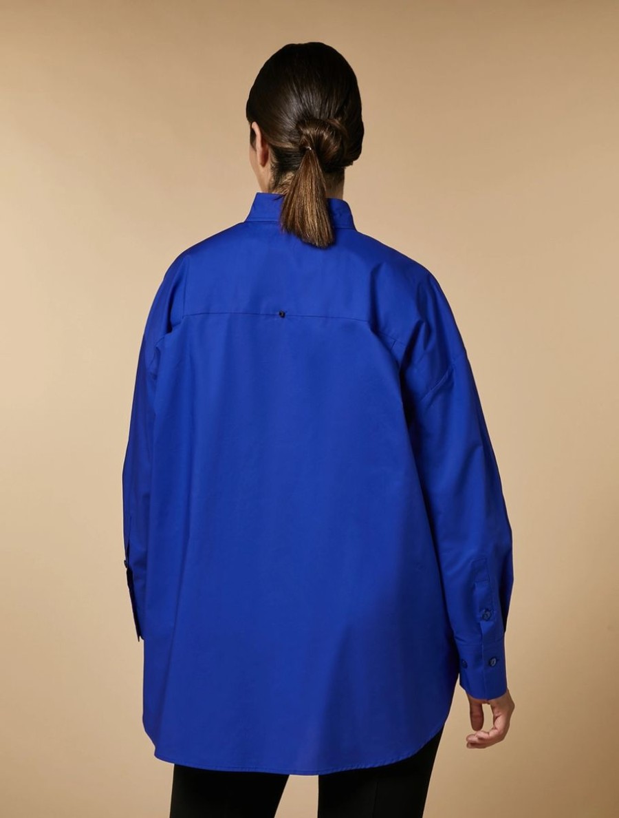 Cotton Poplin Shirt China Blue Clearance