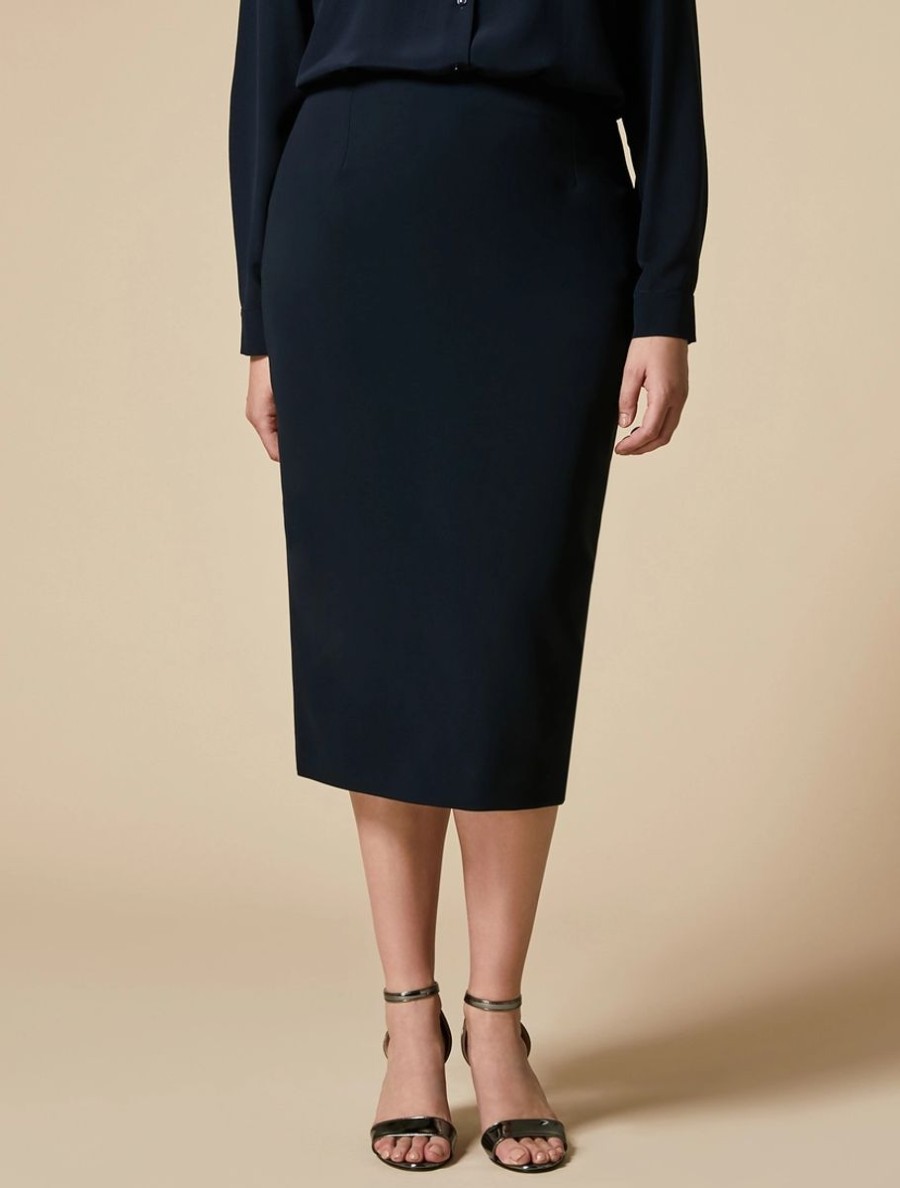 Triacetate Pencil Skirt Midnightblue New