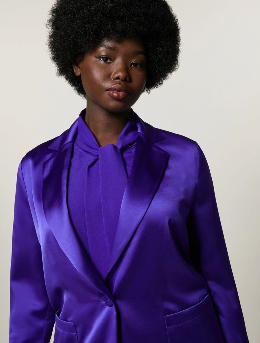 Fluid Satin Blazer Purple Online