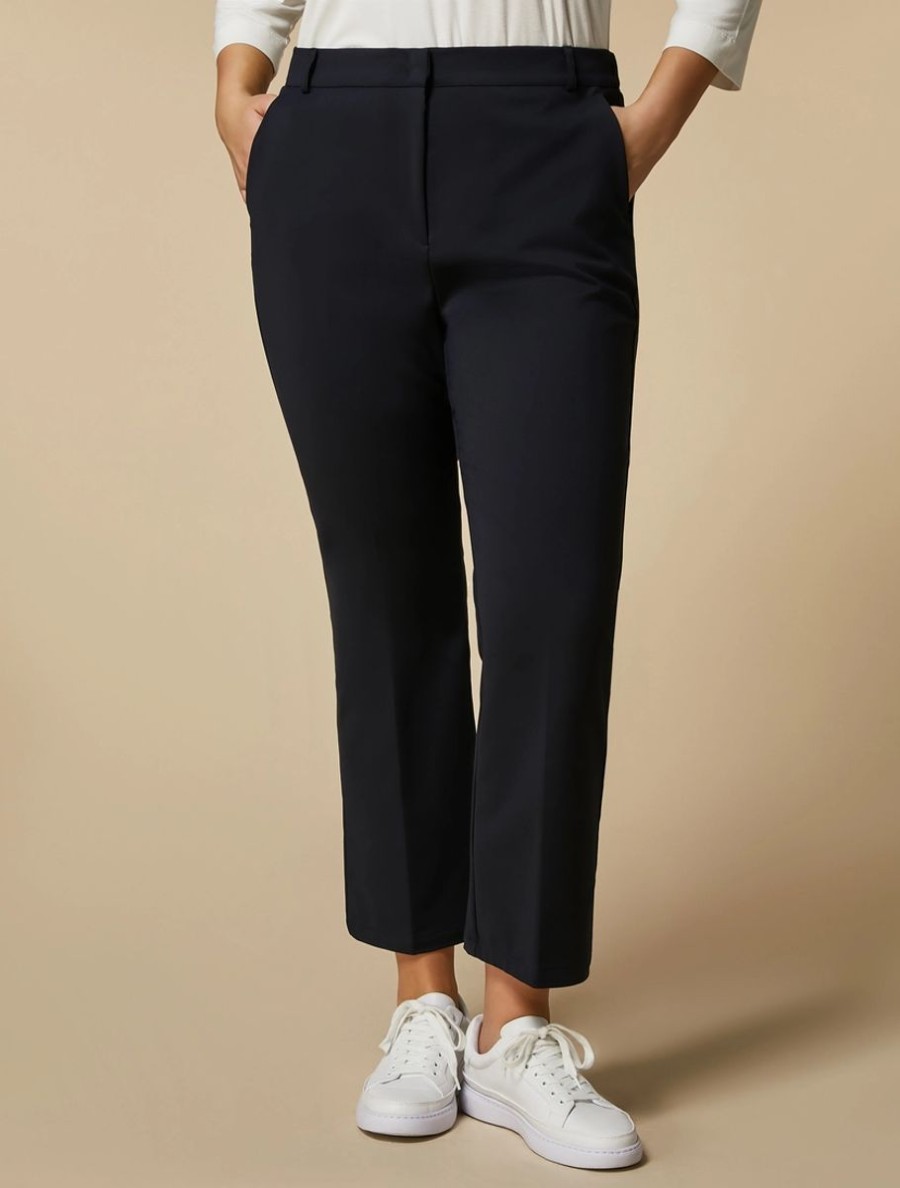 Flared Cotton-Blend Trousers Cornflower Blue Clearance