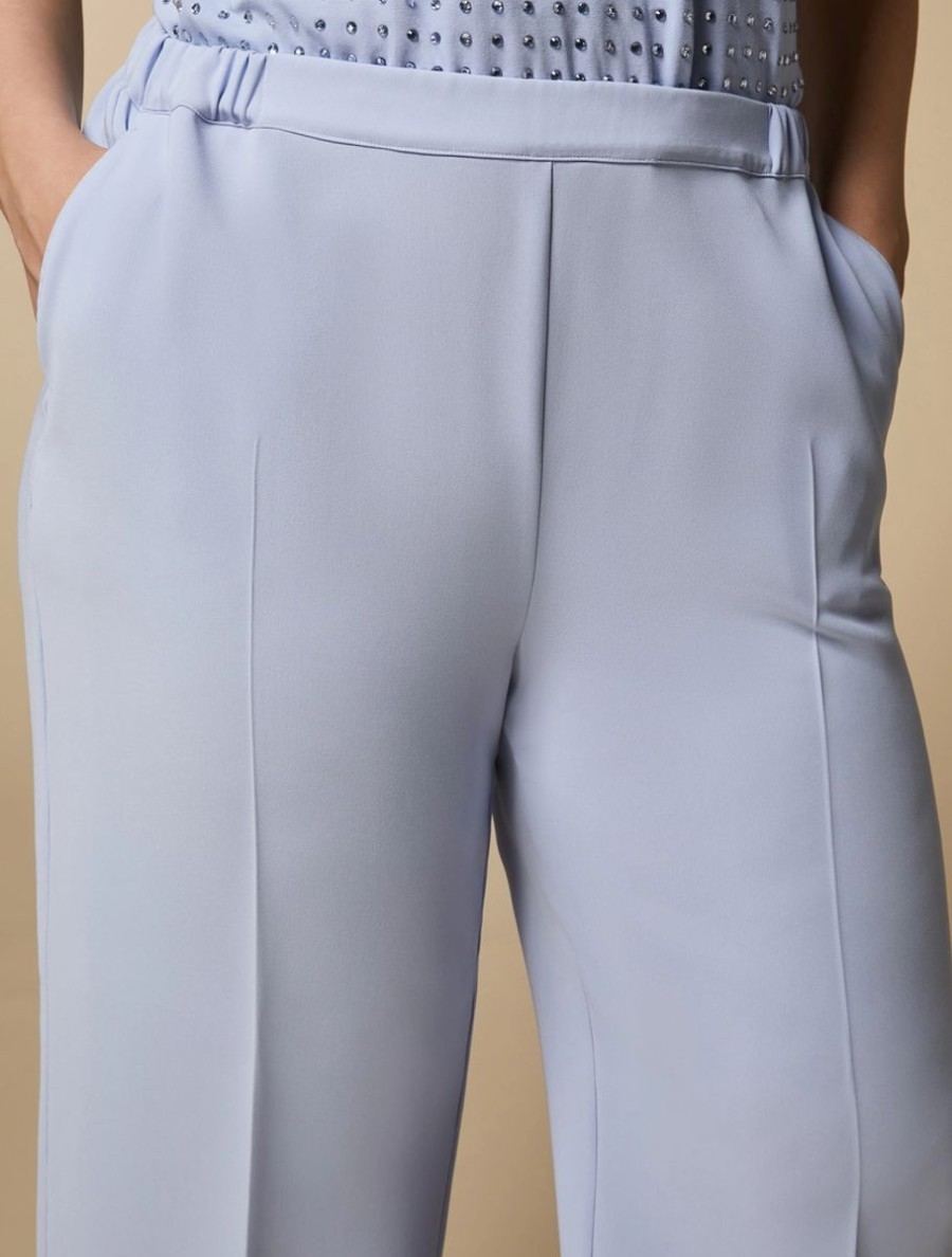 Triacetate Cady Wide Trousers Sky Blue Hot