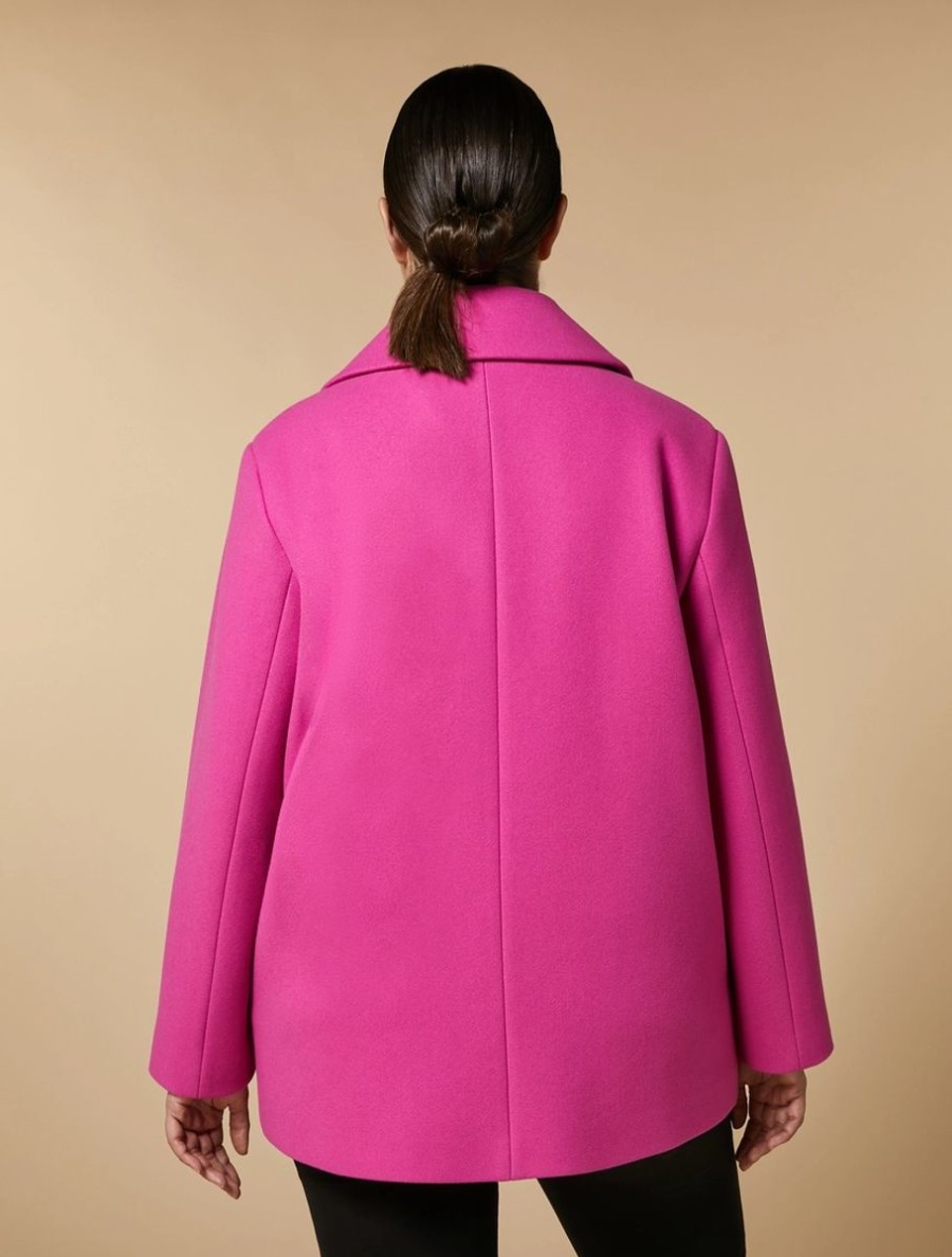 Jersey Cloth Pea Coat Fuchsia Wholesale