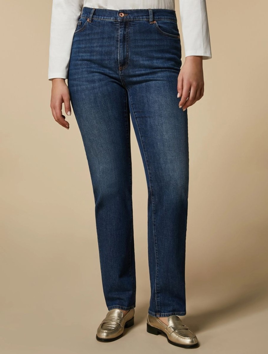 Full-Length Cotton Denim Jeans Midnightblue Clearance