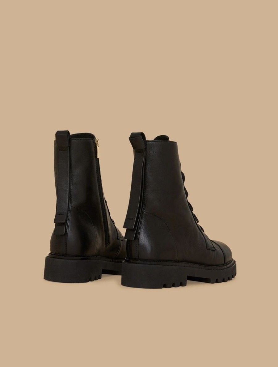 Leather Combat Boots Black Hot