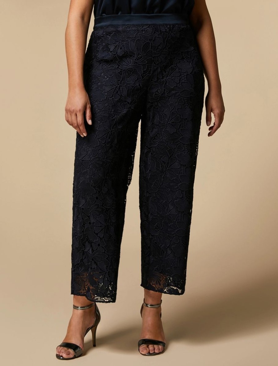 Macrame Lace Trousers Dark Navy New