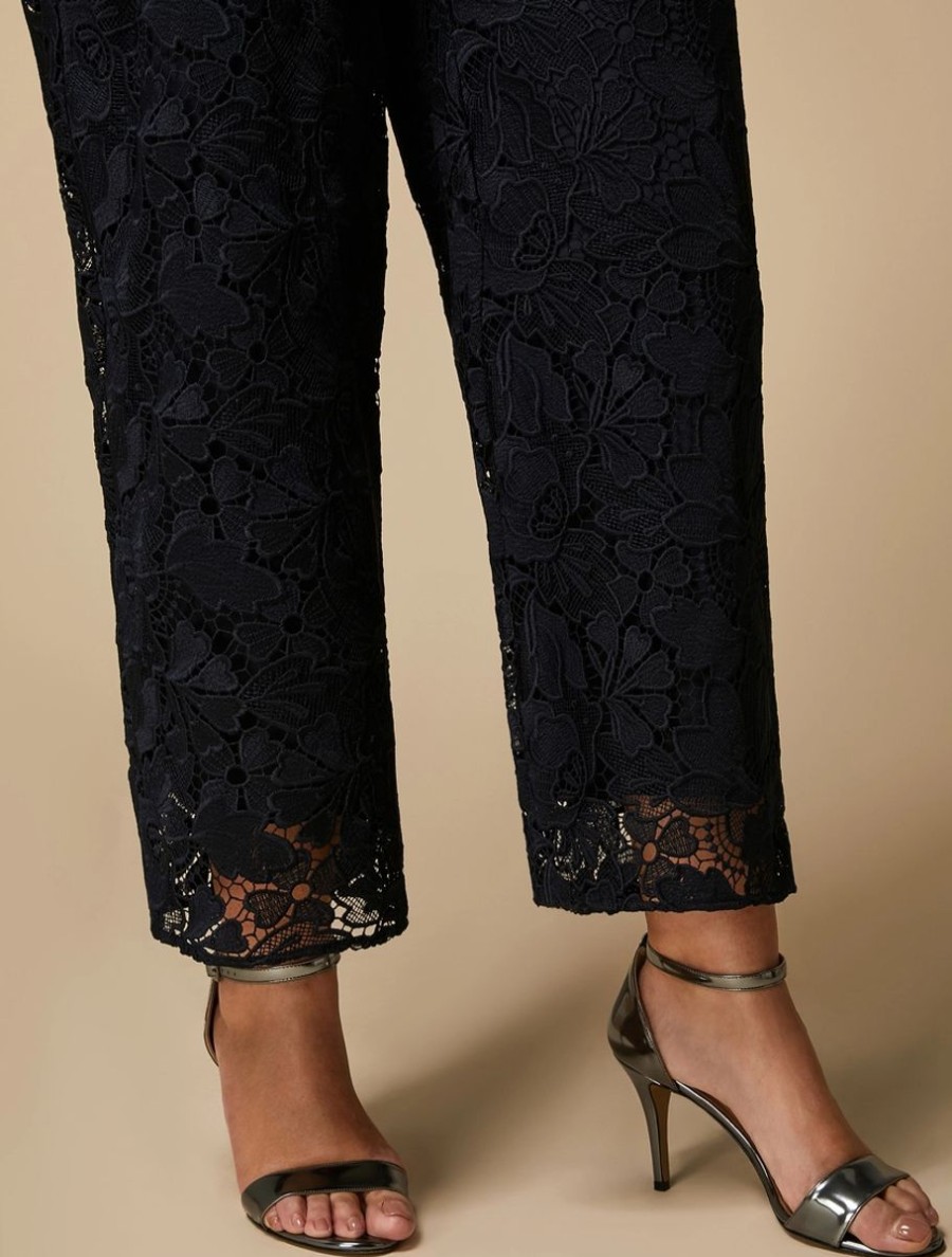 Macrame Lace Trousers Dark Navy New