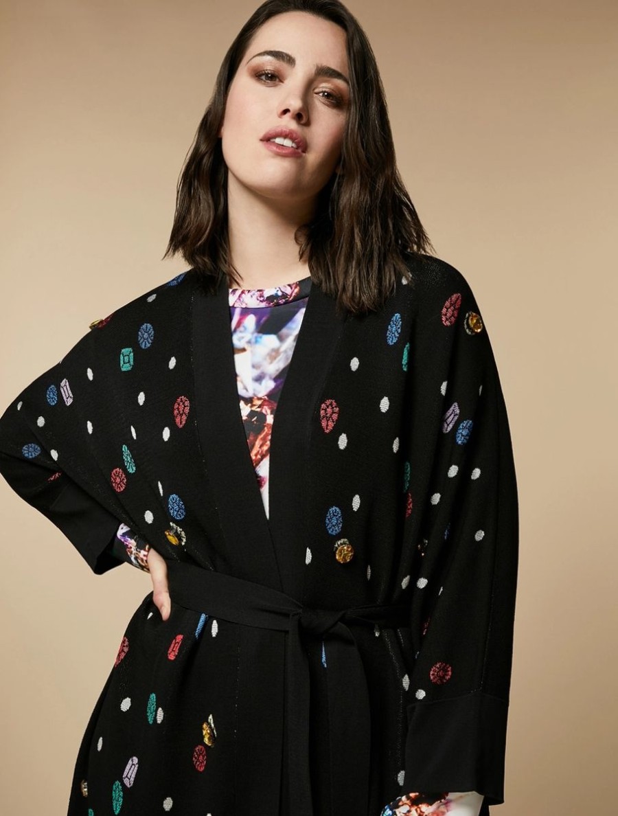 Embroidered Jacquard Cardigan Black Best