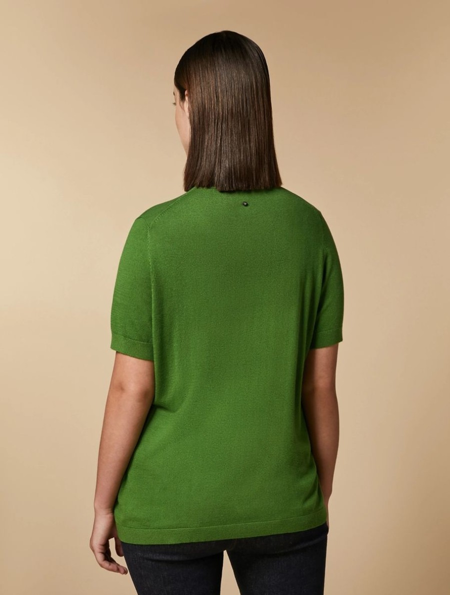 Viscose Yarn Polo-Neck Sweater Green Best