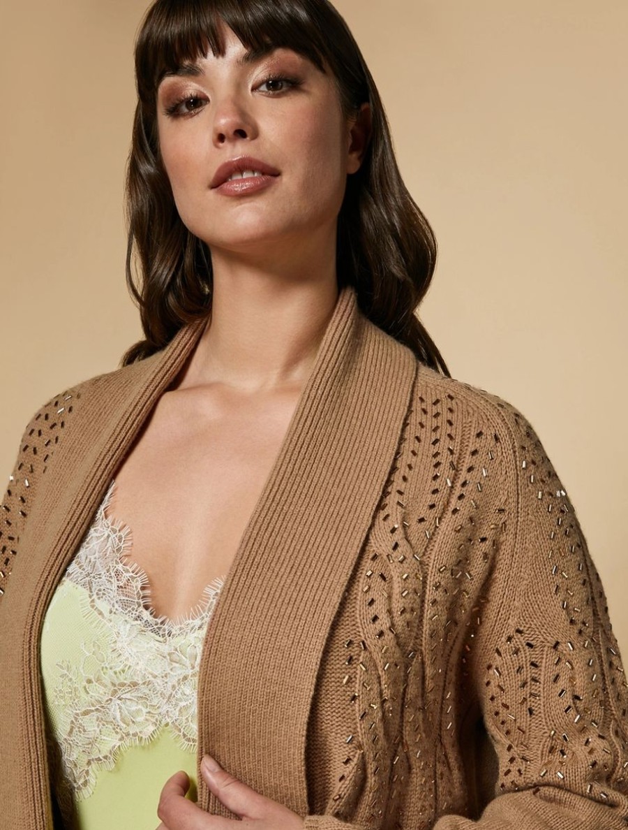 Cable-Knit Wool-Blend Cardigan Camel Best