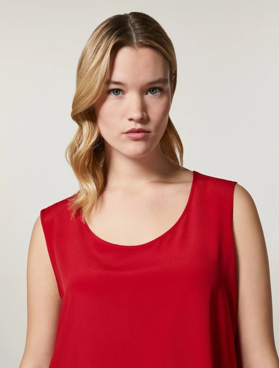 Silk-Blend Top Red New