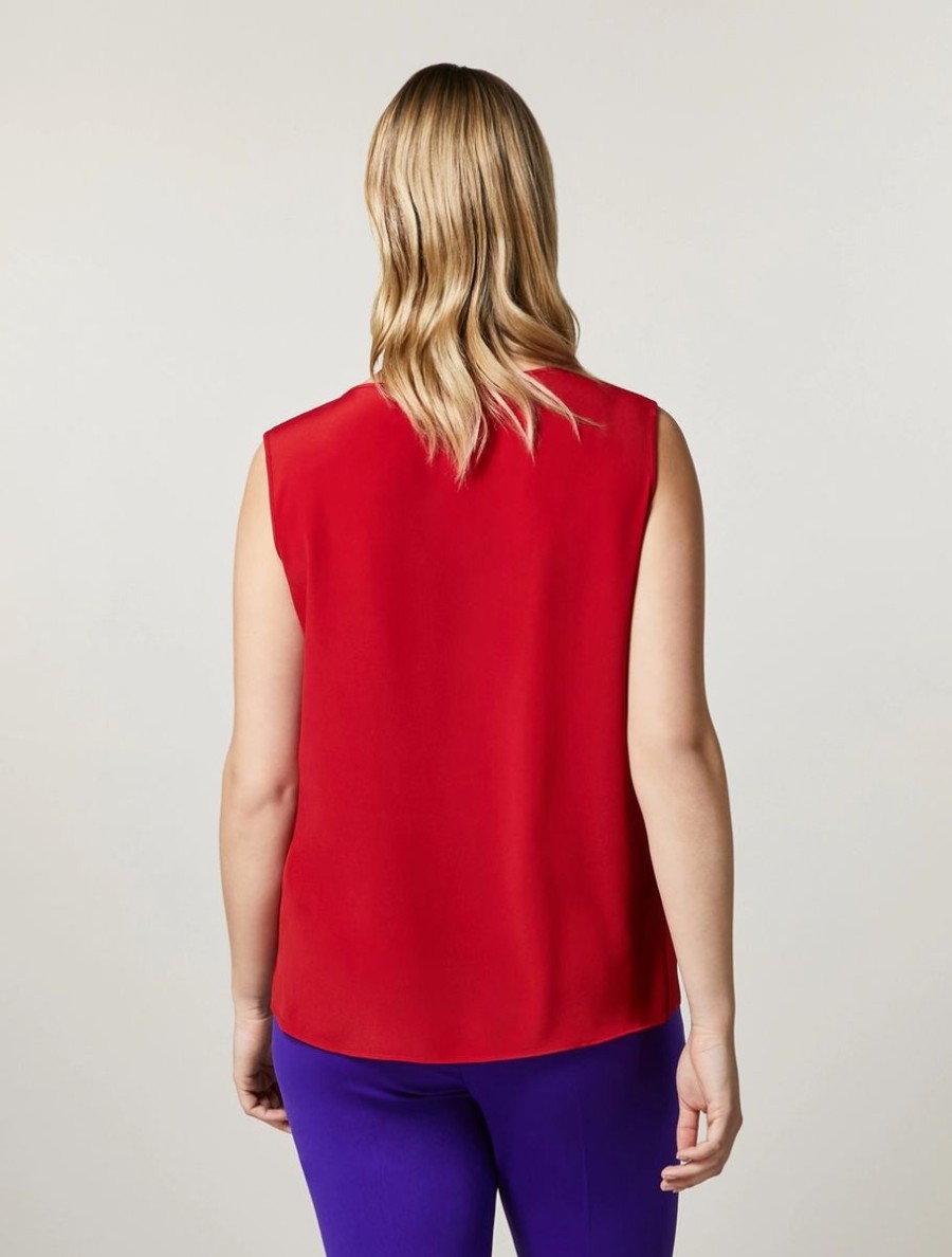 Silk-Blend Top Red New