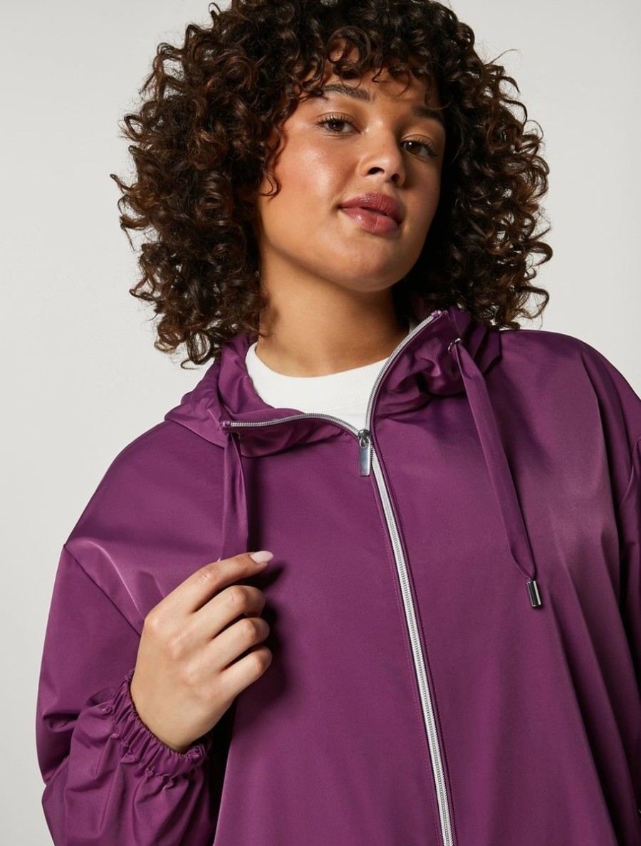 Water-Repellent Taffeta Parka Plum Hot