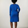 Merino Wool-Blend Dress China Blue Clearance