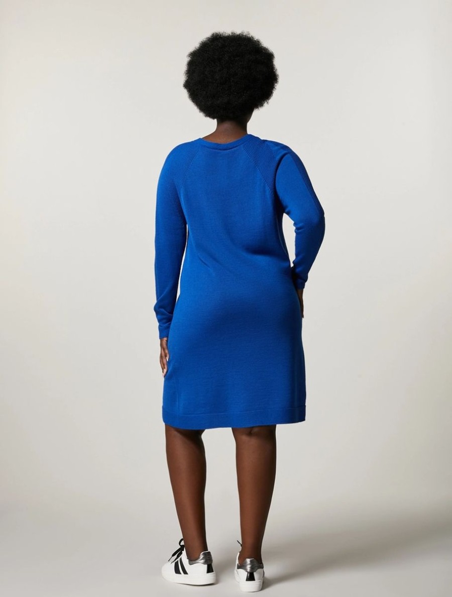 Merino Wool-Blend Dress China Blue Clearance