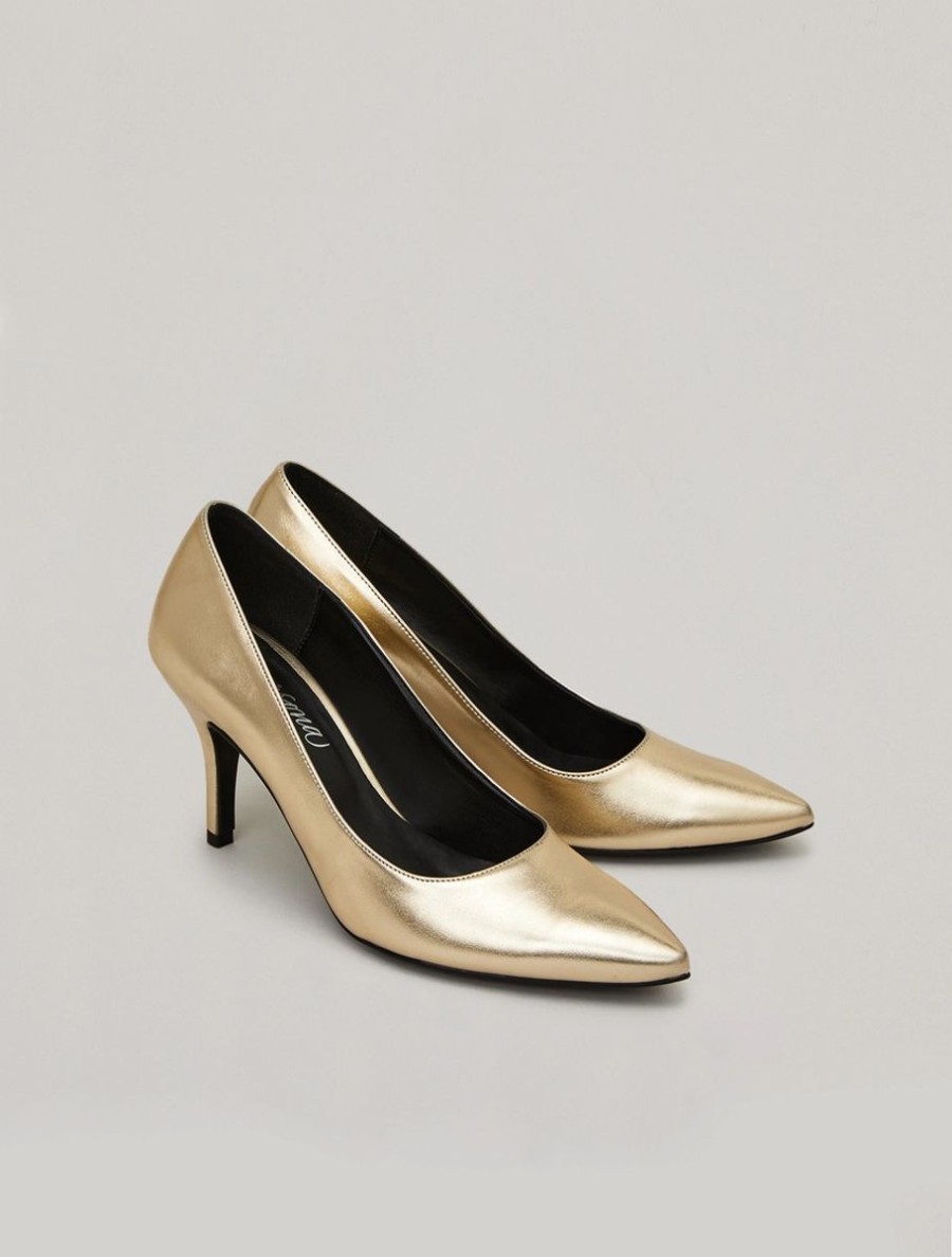 Metallic Court Shoes Gold Wholesale