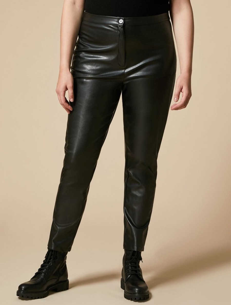 Slim-Fit Trousers In A Coated Fabric Black Best