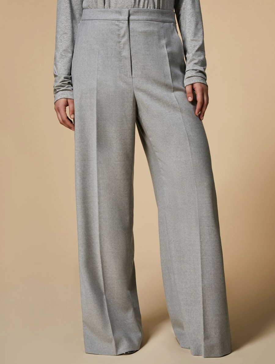 Stretch Flannel Trousers Light Grey Wholesale