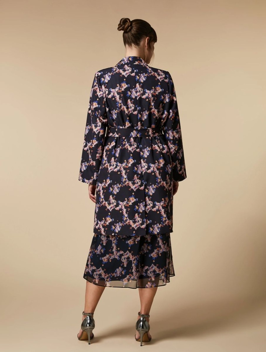 Printed Faille Duster Coat Ultramarine New